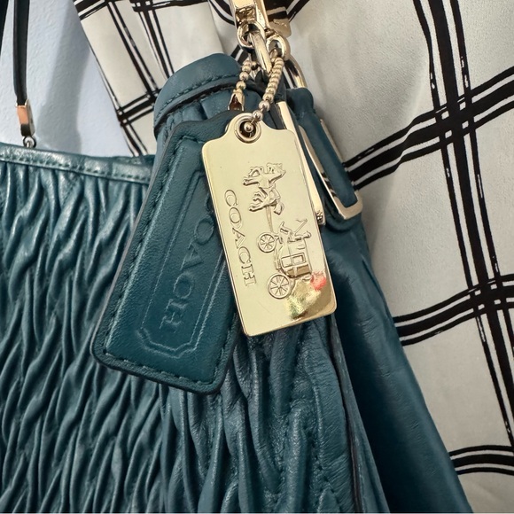 COACH Madison Phoebe Shoulder Bag in Gathered Twist Leather Teal - Picture 4 of 17
